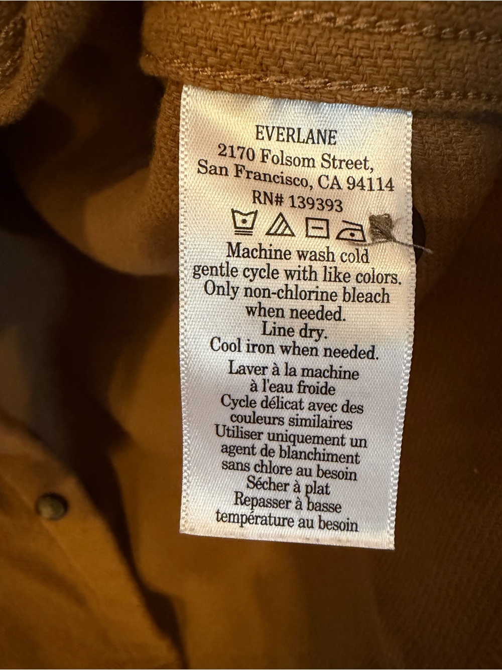 Everlane Men’s Caramel Brown Button-Front Shirt Jacket - Picture 3 of 4